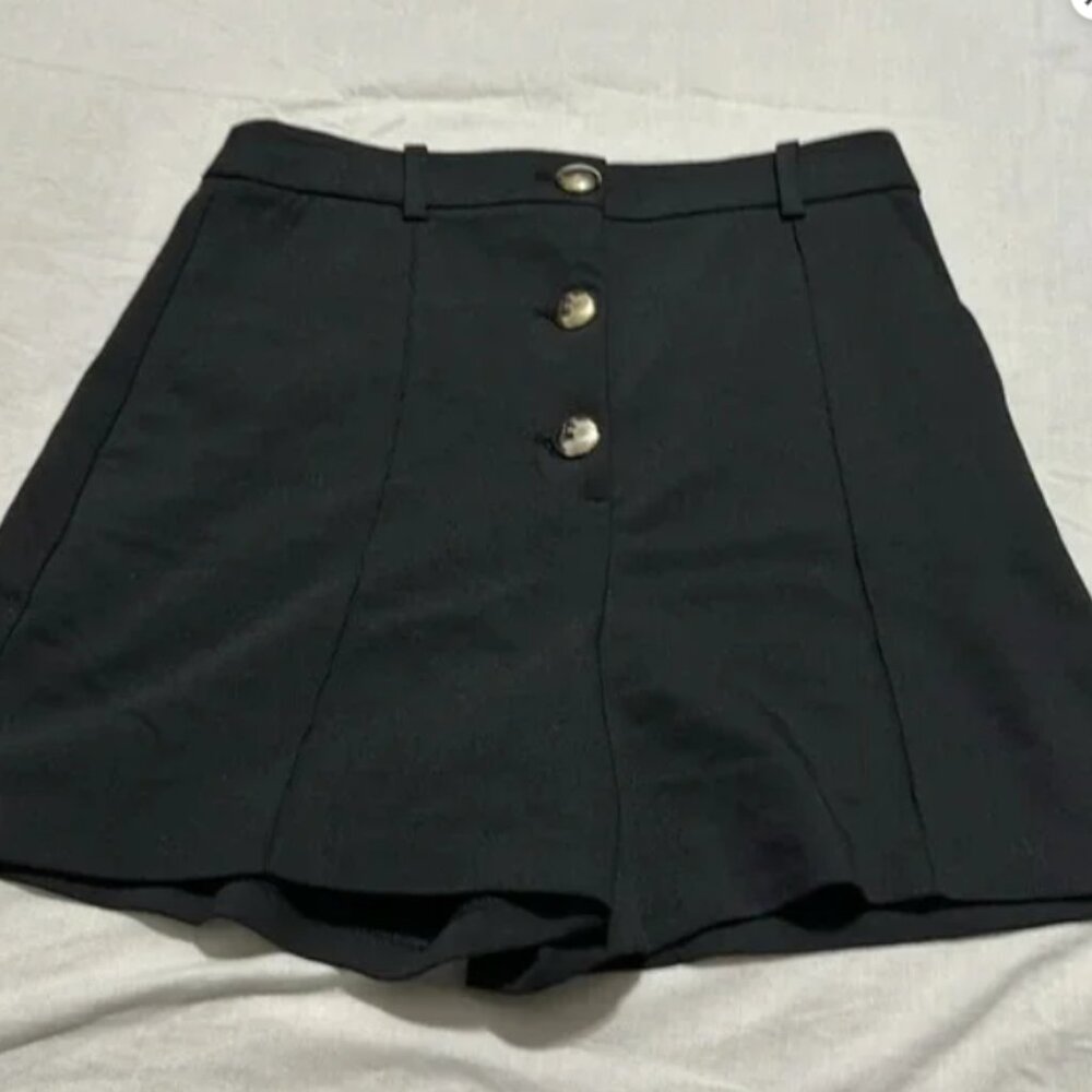 Zara Black High-Waisted Women's Shorts Button Front Small